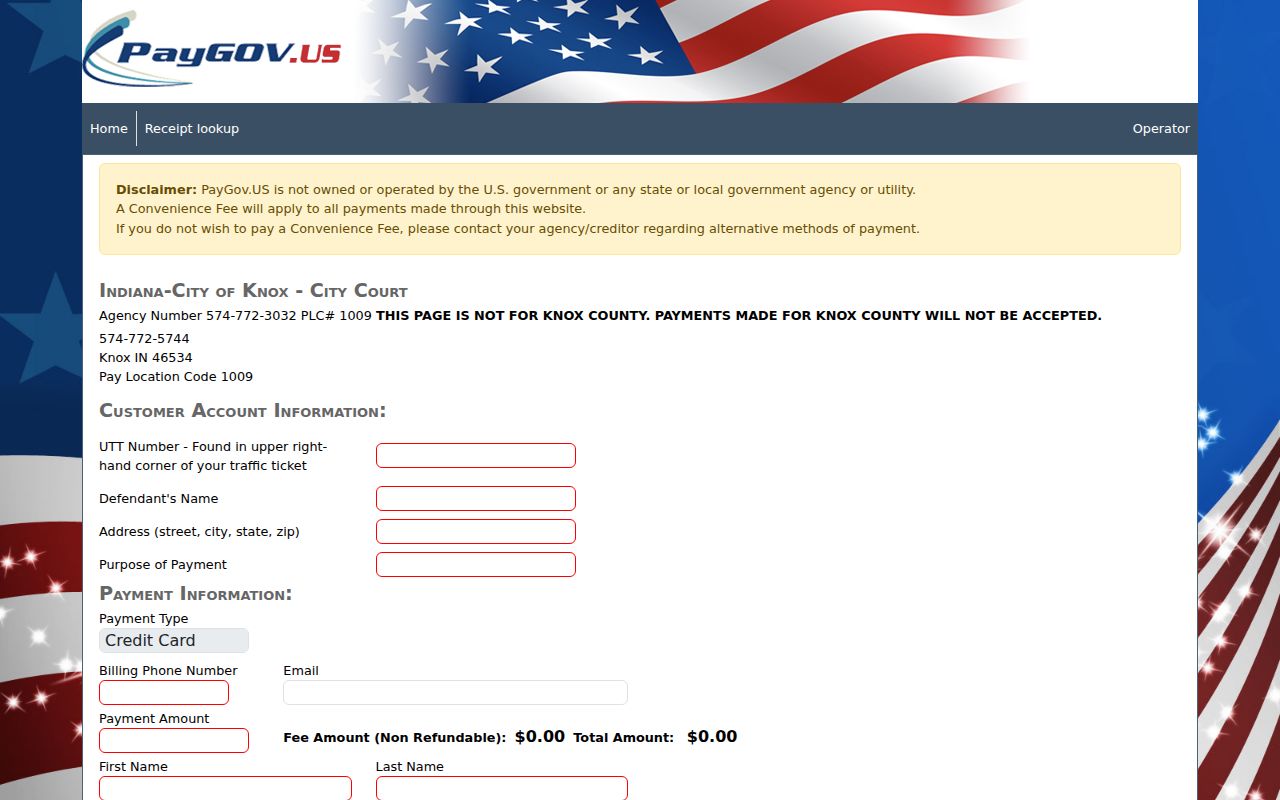 Official PayGov route for Starke County traffic warrant payments