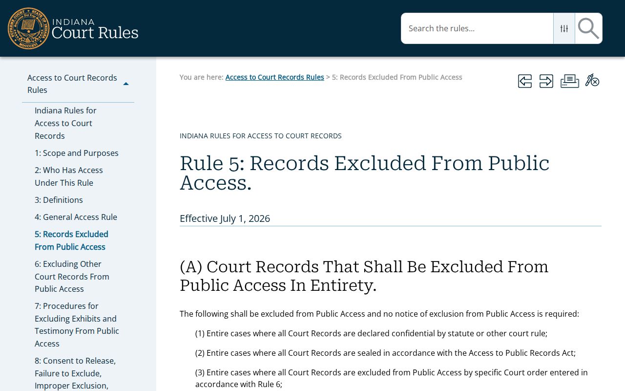 Indiana Rule 5 limits on Starke County arrest warrant records