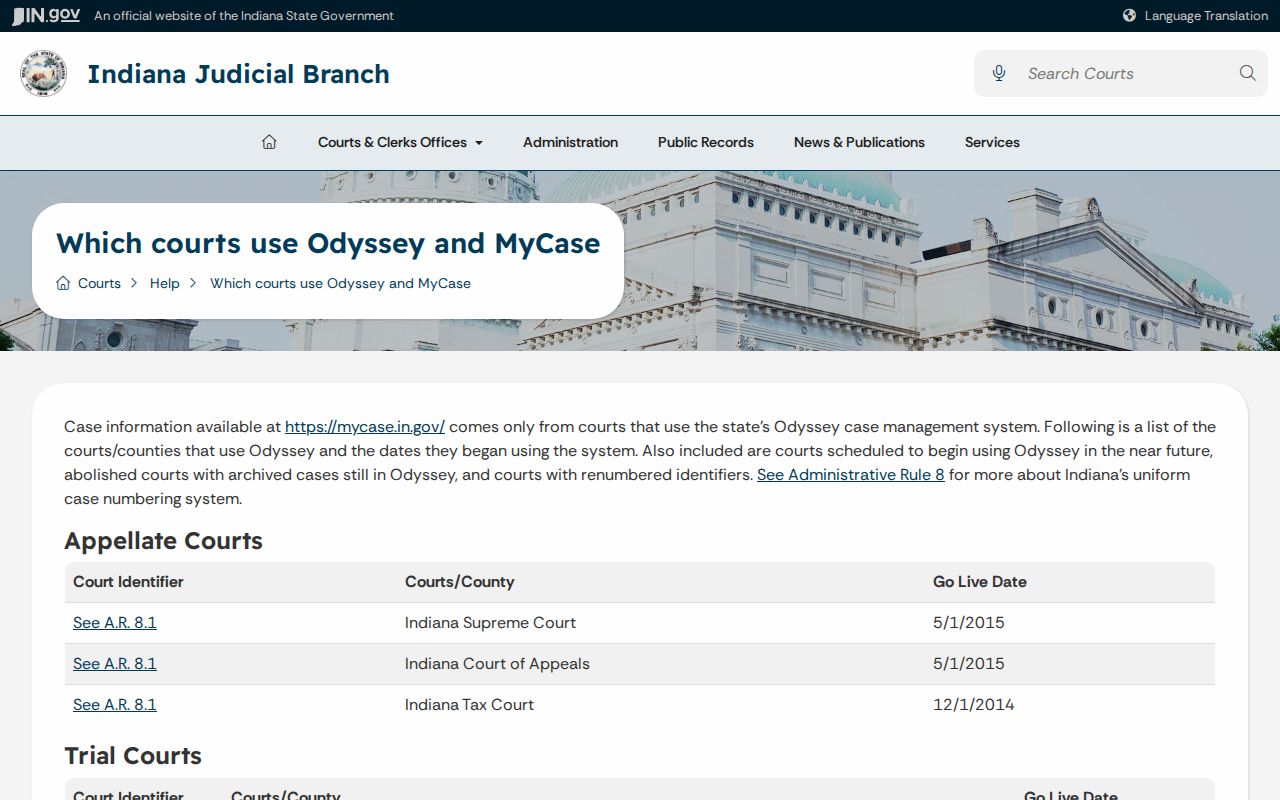 Odyssey identifiers for Starke County warrant court records